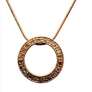 Sterling Silver Circle Pendant with Real Diamonds